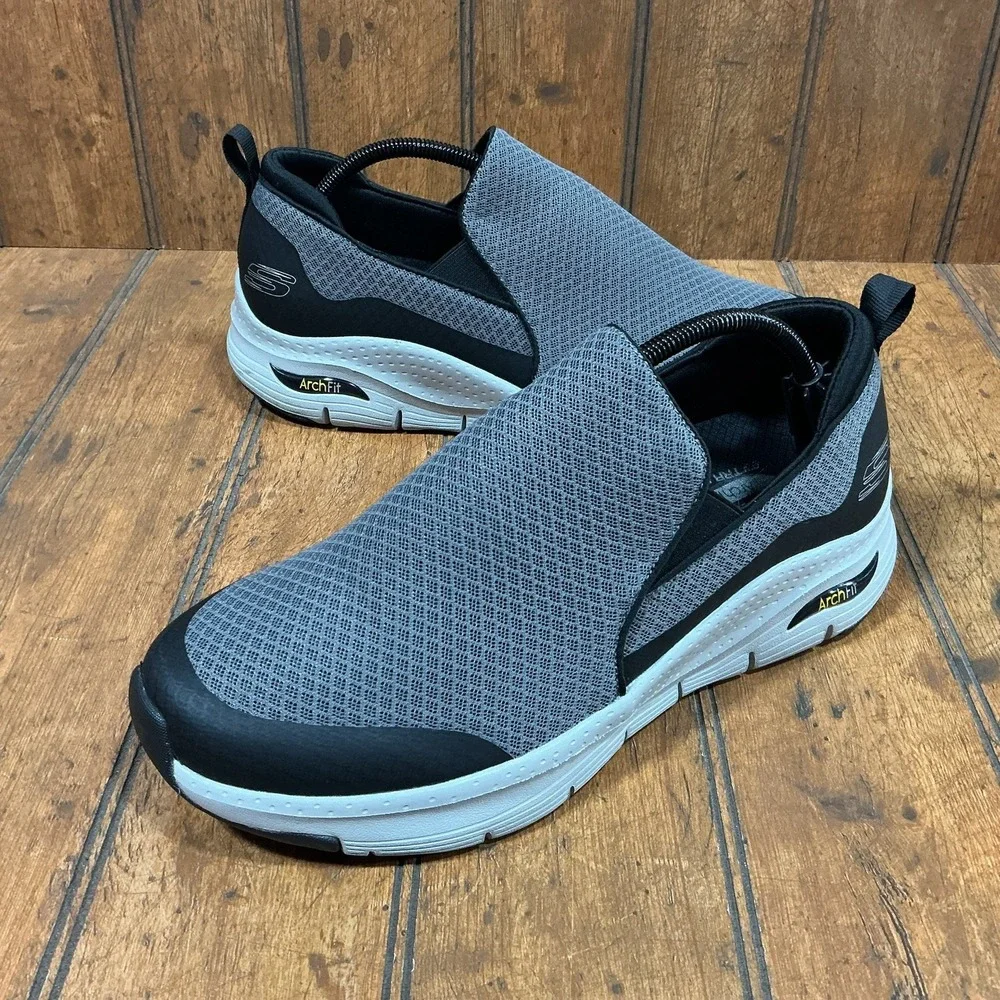 Skechers Men's 10 XW Arch Fit-Banlin Slip-On Sneaker 232043 Extra Wide Fit Gray
